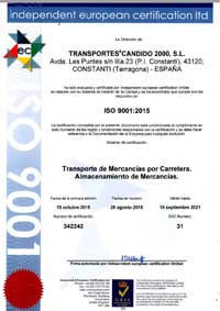 ISO 9001 Transports Cándido